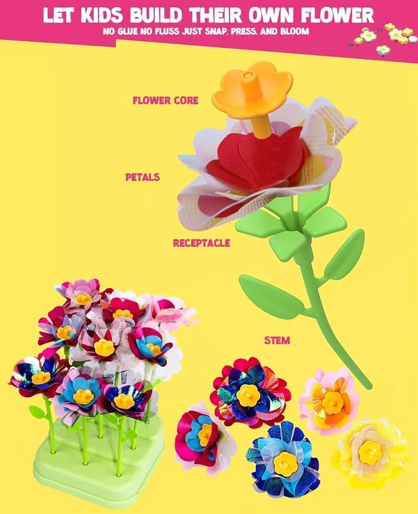 Fabric Flower Bouquets Craft Kit, DIY Arts and Crafts for Kids - Flowers Market Toy Educational Activity and Gift Toys