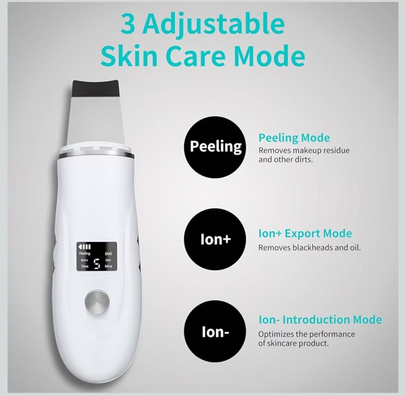 Ultrasonic Skin Scrubber 4-in-1 Deep Cleansing Tool for Pore Extraction