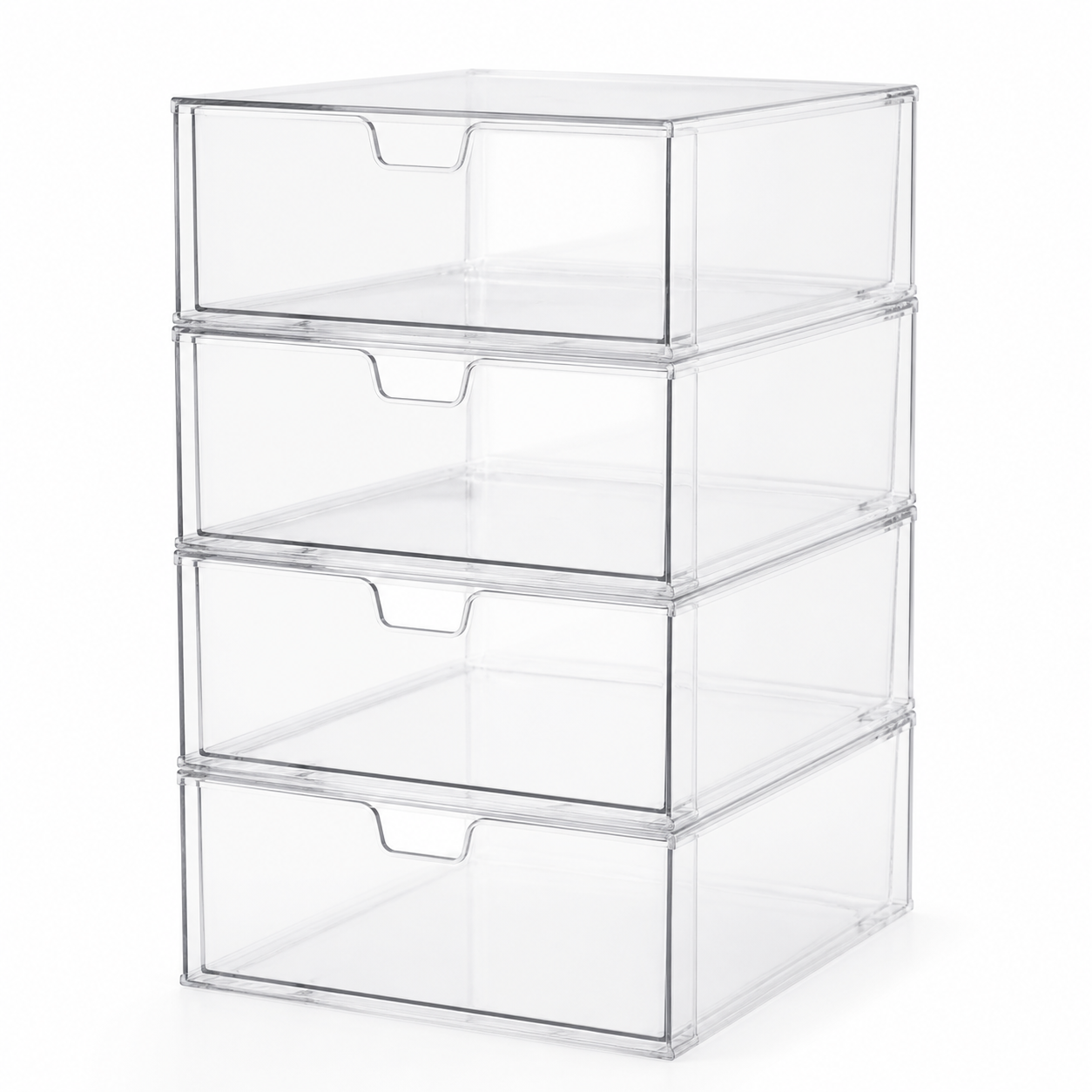 Stackable Pull-Out Storage Drawers – 4 Pack